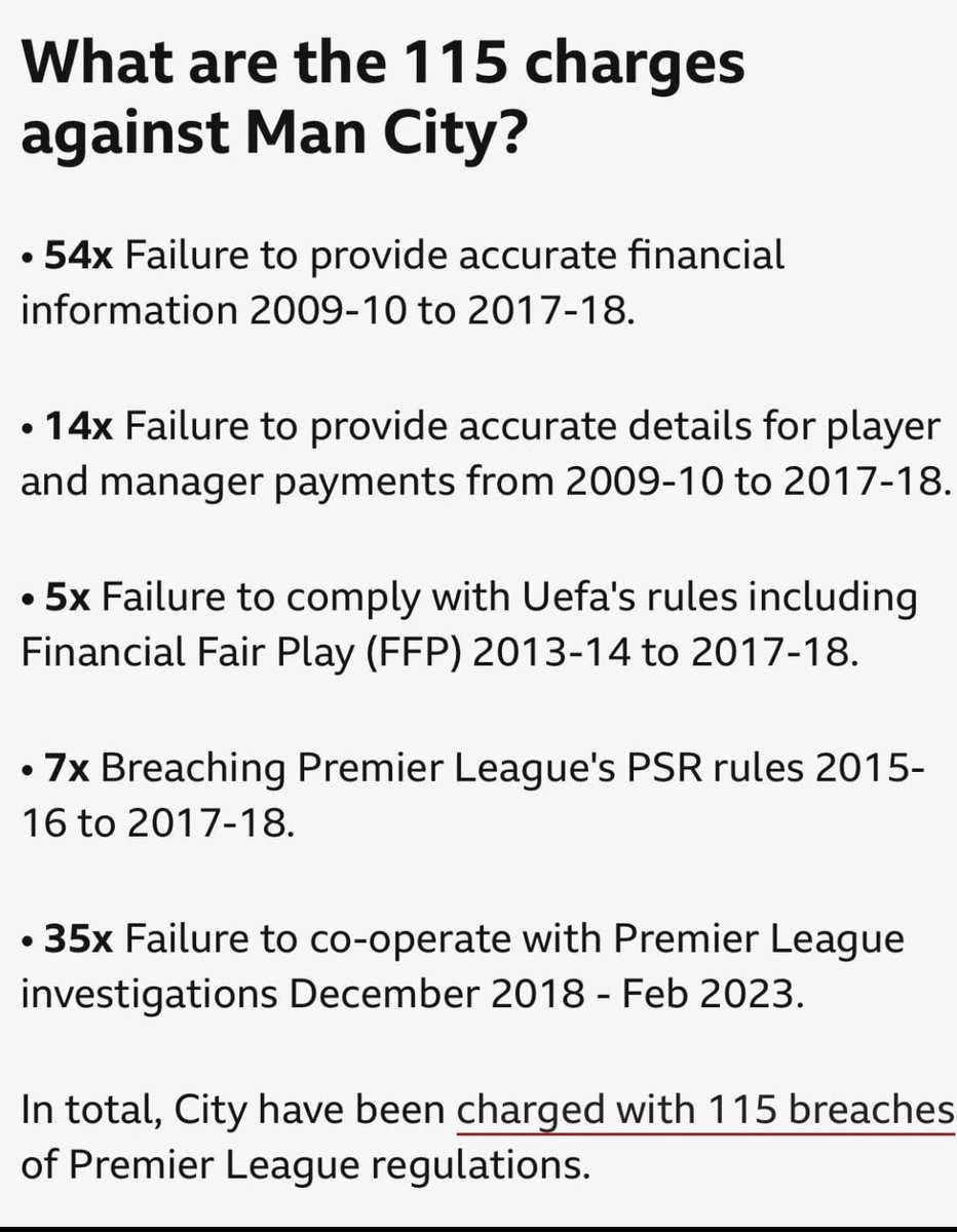 So this is what it’s all about for Manchester City, surely ⁦@premierleague⁩ you need to fast track this now ? The integrity of premier league has fallen, docking points for #efc #nffc and next #lcfc are going to get points deduction
