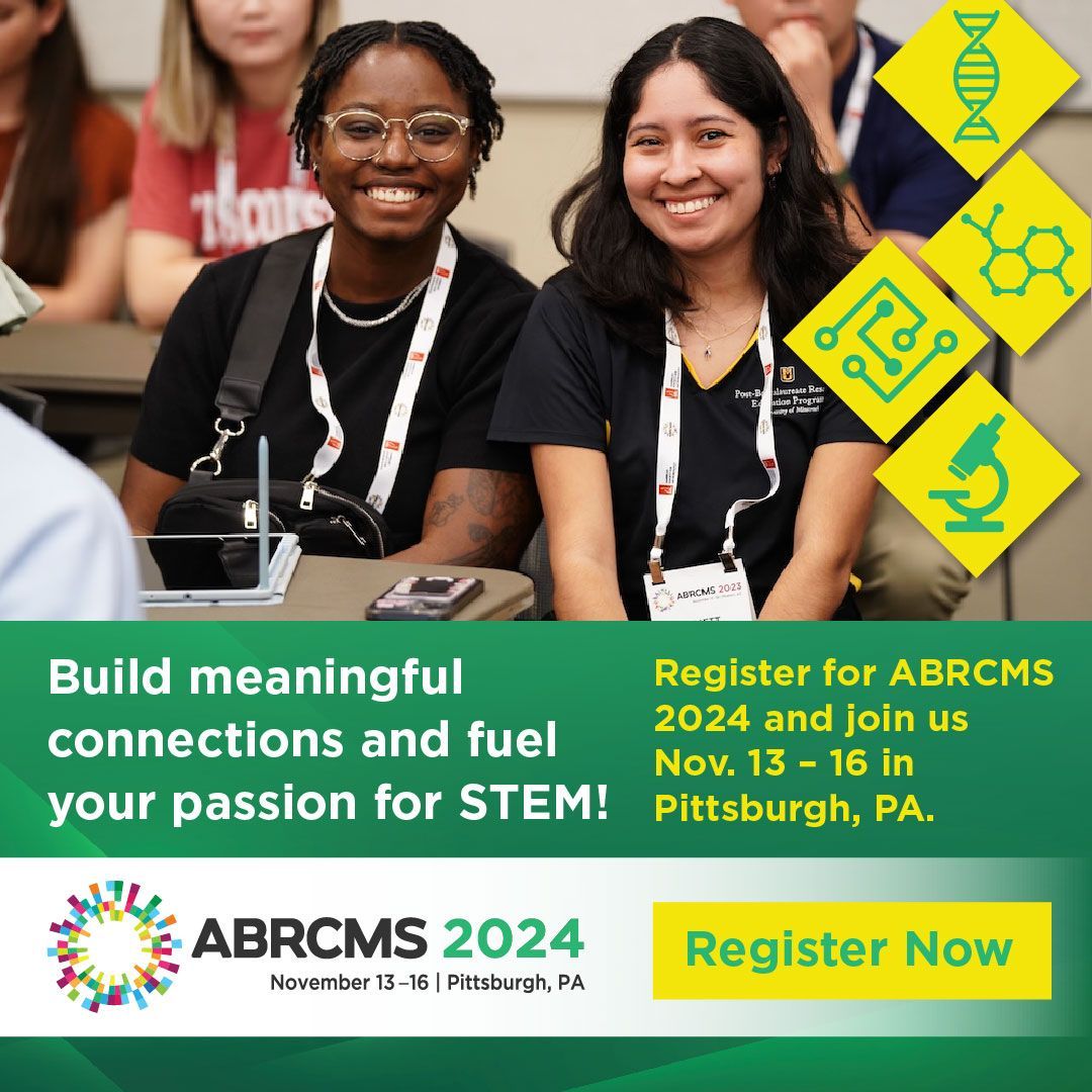 👀ICYMI: #ABRCMS 2024 Registration & Housing are open! 👀 Don’t miss your chance to attend the largest conference for historically marginalized communities in #STEM. Join us Nov. 13-16 in Pittsburgh. Register/book housing here: buff.ly/44bNsLO #STEMlearning #STEMeducation