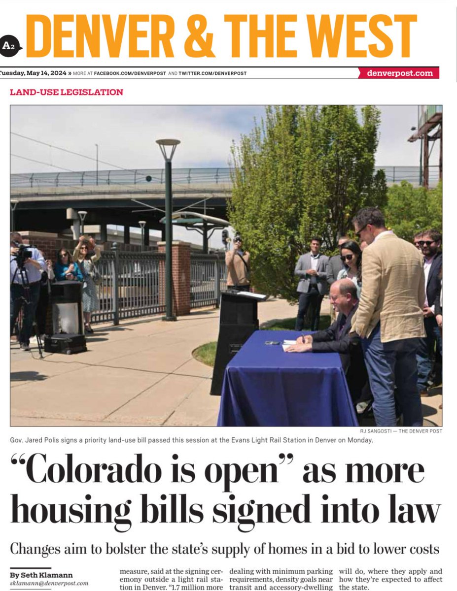 Coloradans are overwhelmingly supportive of the right to build ADUs, and yesterday, I signed a bipartisan bill giving more Coloradans the freedom to build an additional housing unit on their property if they choose to. ow.ly/K5Kc50RGKQw