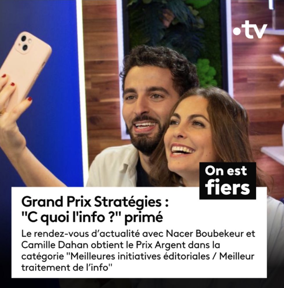 💥🙏 Tellement content pour toute l’équipe qui se donne à fond sur #CQuoiLinfo ! Merci @Strategies et le jury du #GPStrat.