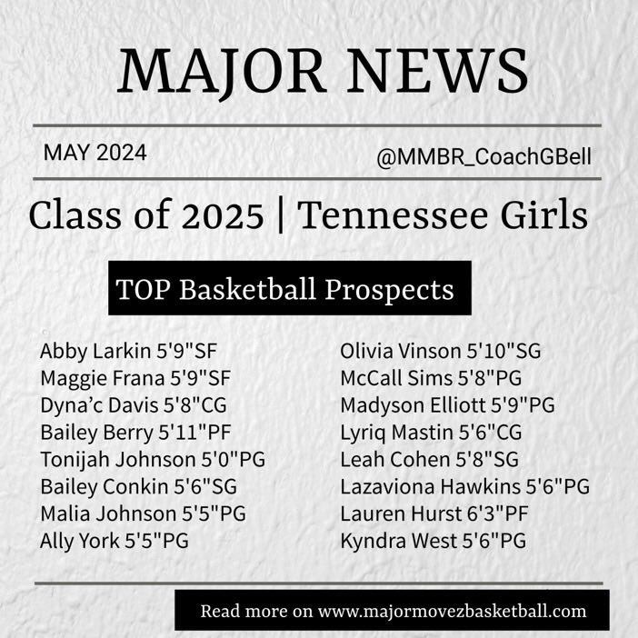 🚨🚨 Congratulations to @baileyconkin of @SDHS_LadyKeesBB for being selected by @MMBR_CoachGBell as a Top Prospect in TN c/o 2025. 🚨🚨