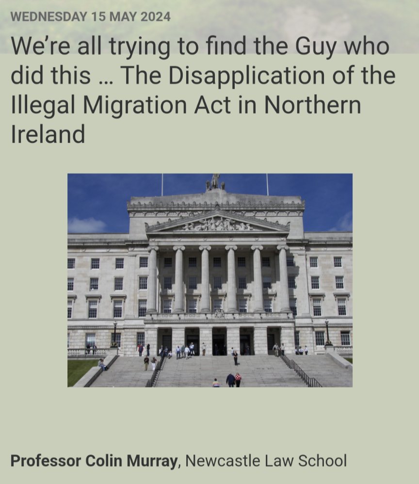 Much has already said and written about how the NI High Court 'over interpreted' human rights obligations and undermined UK immigration policy. Here's my account of why the UK Govt has only itself to blame: eulawanalysis.blogspot.com/2024/05/were-a…