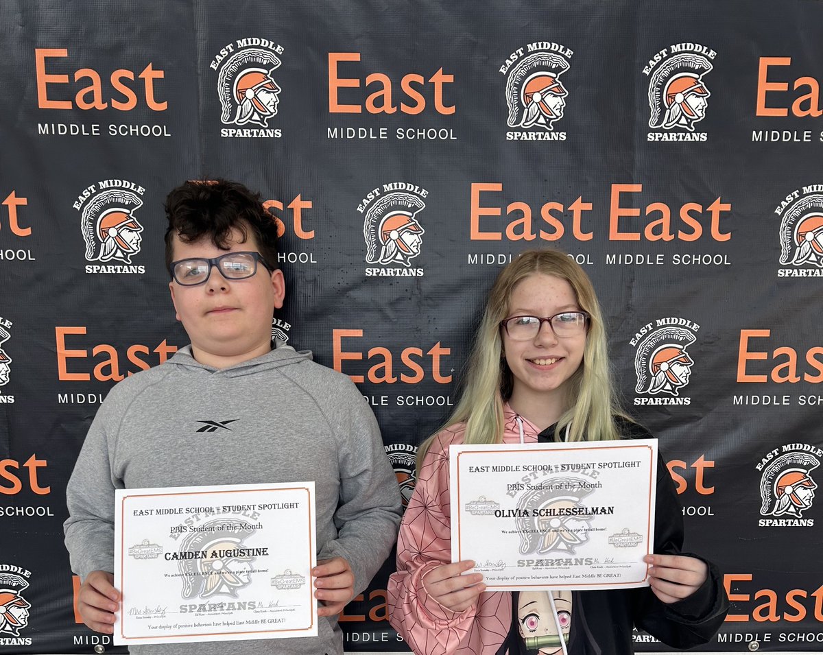 Students of the Month: 🥳
6th grade white – Olivia Schlesselman and Camden Augustine
6th grade orange – Aubriella Foster and Evan Lias
6th grade black – Natalie Gillespie and Jayden Staben
Congratulations!!