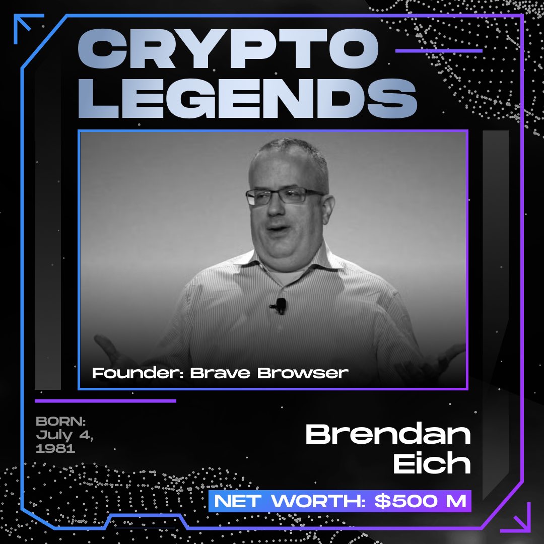 As the creator of JavaScript and co-founder of Mozilla, @BrendanEich is the LEGEND who's expertise helped to revolutionize web browsing with privacy, speed, and a fairer digital ecosystem by founding the @brave 🔥 A visionary indeed! 🫡