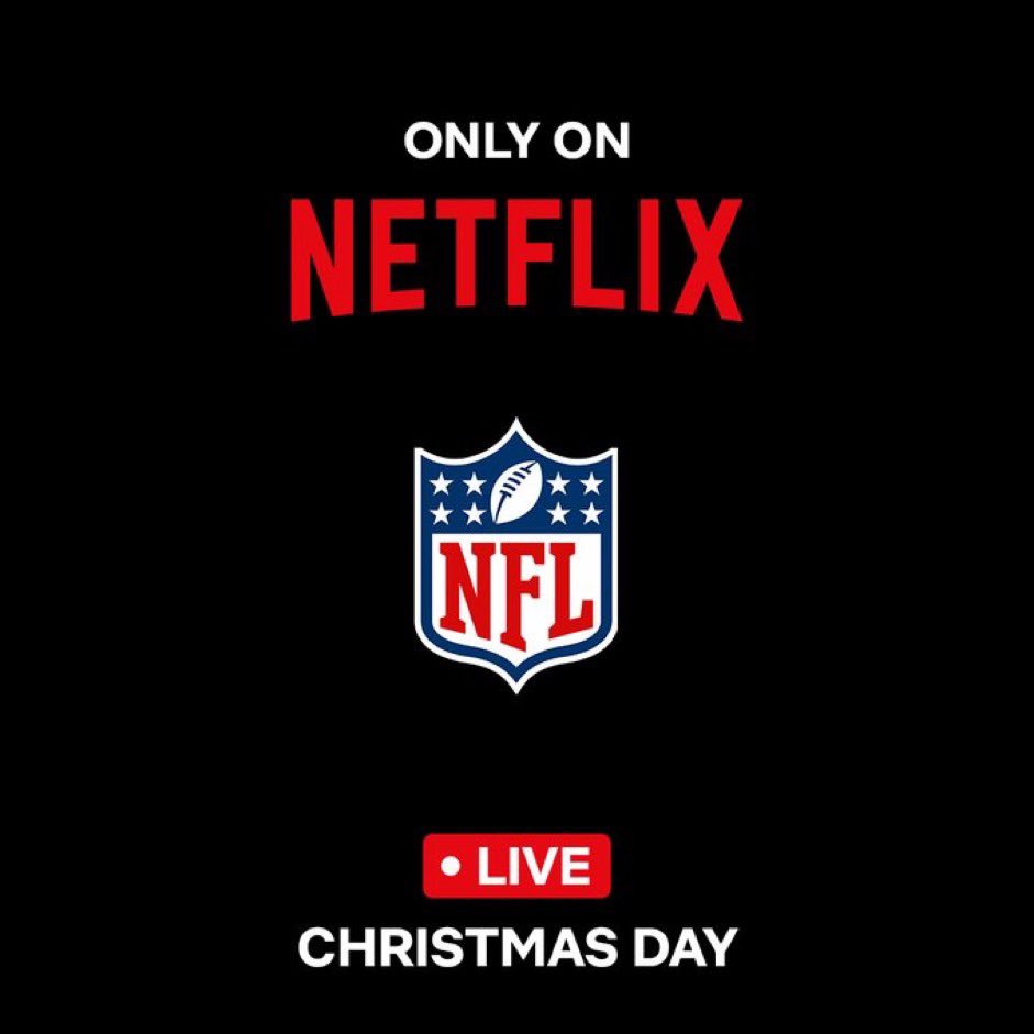 BREAKING: Netflix just locked in a 3-year deal to exclusively stream #NFL games on Christmas Day.