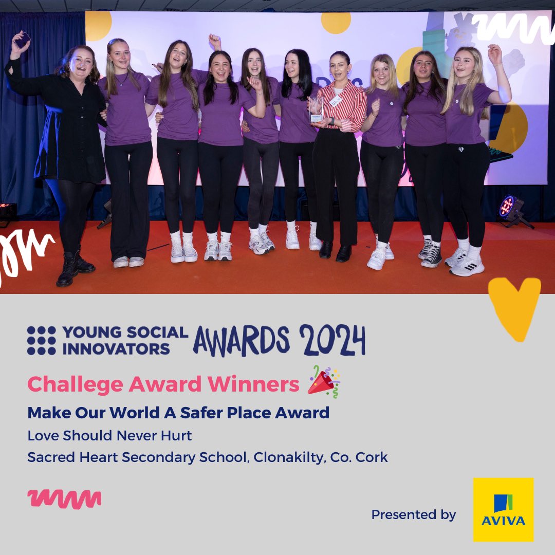Congratulations to Sacred Heart Secondary School Team for winning the 'Make Our World A Safer Place' award with their project 'Love Should Never Hurt,' supported by Aviva. 🏆 They tackled domestic abuse with an innovative card game, educating 12-15 years olds. 👏 #YSIAwards2024