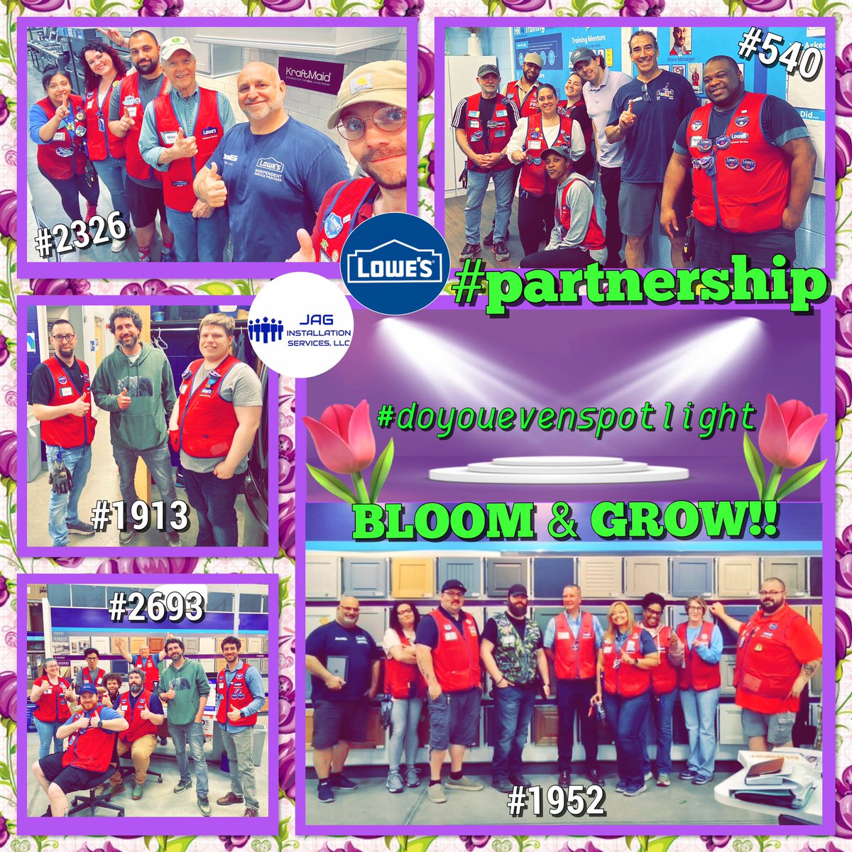 “In the Spring, I have counted 136 different kinds of weather inside 24 hours.”#MarkTwain

Spring weather is confusing but JAG’s #heartandhustle is most certainly NOT! #BuildingConfidence & #Lowes #specialtyspotlight provides the ground for our #region18 #teams to #bloomandgrow!