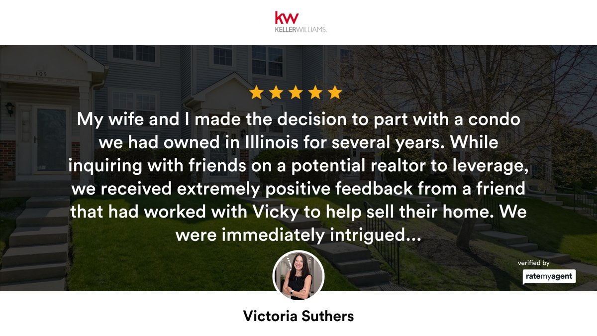 Another #movingwithvictoria 5* RateMyAgent review in Hainesville.

rma.reviews/1L6sQWTRCILi

...
#ratemyagent #realestate #Keller_Williams_Success_Realty #realtor #hustleandheart #firsttimehomebuyer #agentofdistinction #generationalwealth