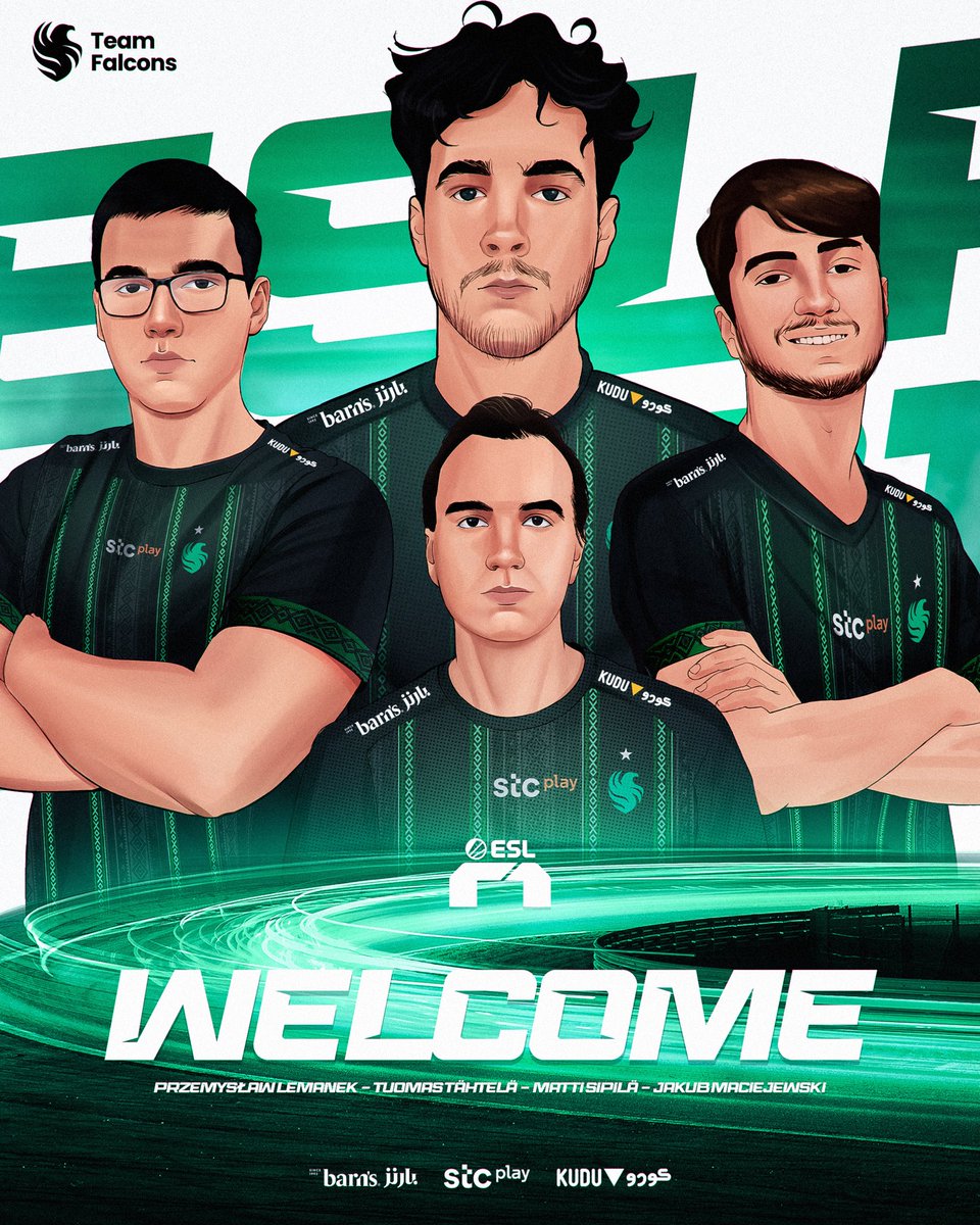 GET HYPED .. THE RACE BEGINS! 🏁 Introducing our powerhouse lineup for @esl_r1 🏎️💨 🦅 @PLemanek 🦅 @MattiSipila3 🦅 @TuomasTahtela 🦅 @Jakub_Mac_29 #FalconsAreHere