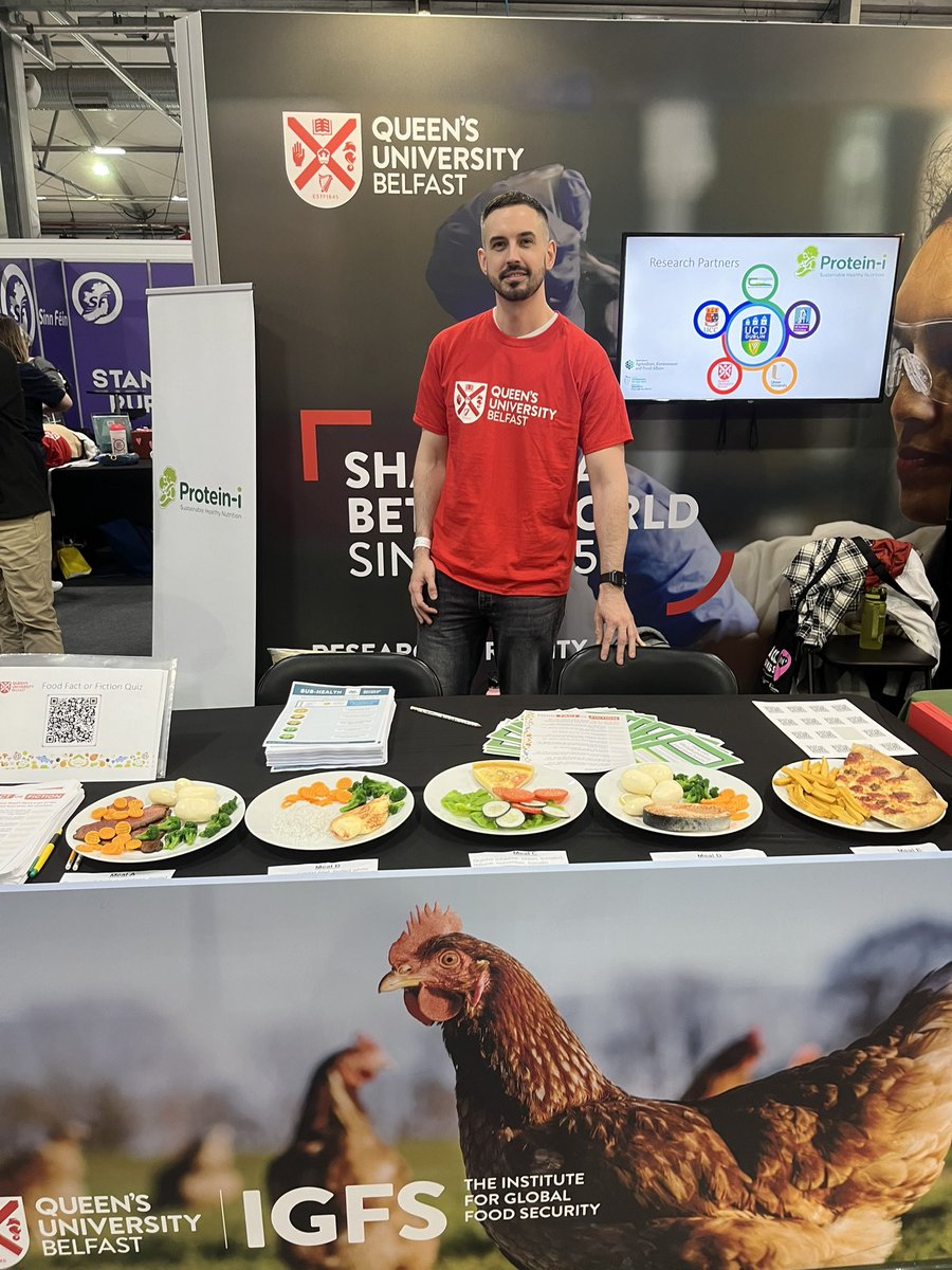 From the Institute of Global Food Security we have an amazing stand on display! Come along to guess the food facts and fictions 🍖 which plate would you choose? #Balmoral2024 @QUBIGFS | @QUBbioscience