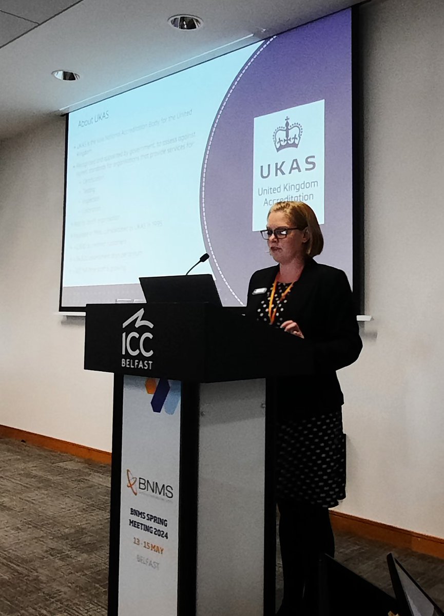UKAS's tweet photo. Yesterday Lindsay Watkinson, an Assessment Manager in the UKAS Healthcare team, presented at the British Nuclear Medicine Society (BNMS) Annual Spring Meeting, taking place in Belfast.

#AccreditedImaging #NuclearMedicine https://t.co/1pM5aonGKO