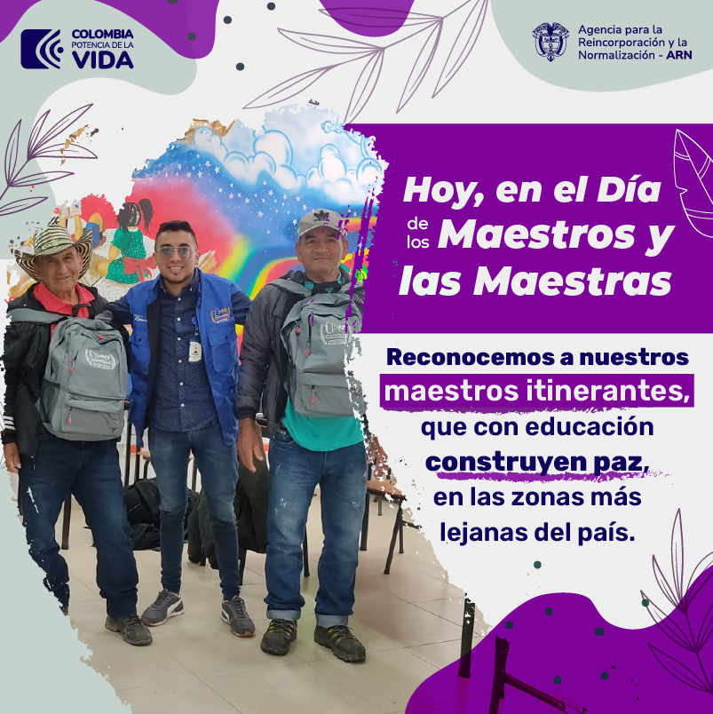 Desde la @ARNColombia, exaltamos el trabajo de las y los docentes👩🏻‍🏫👨🏽‍🏫, que con paciencia, dedicación y empeño transmiten conocimientos a través de la Estrategia ‘Maestro Itinerante’, alcanzando territorios donde es el aula, la que llega al estudiante. ¡Feliz Día del Educador!