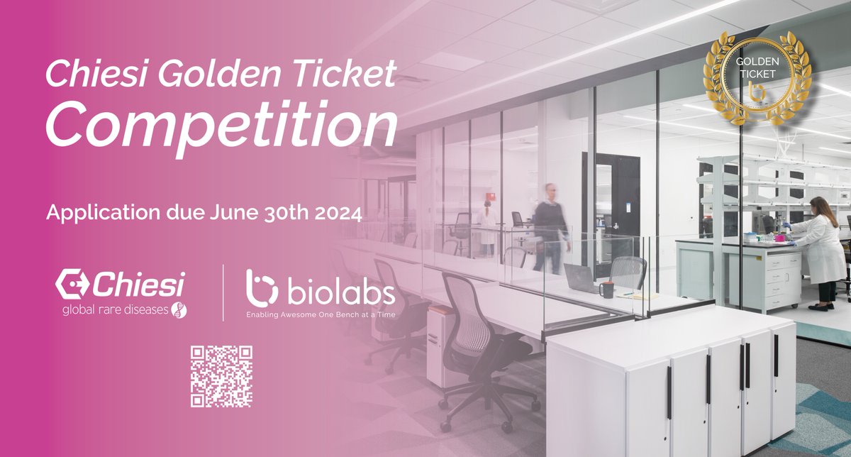 Hey Scientists! Our sponsor @ChiesiGRD is sponsoring a competition to award up to two Golden Tickets at any @biolabs US location of choice. This is a chance to receive fully paid for lab space and membership. To learn more and apply please visit: rb.gy/1e2t5a