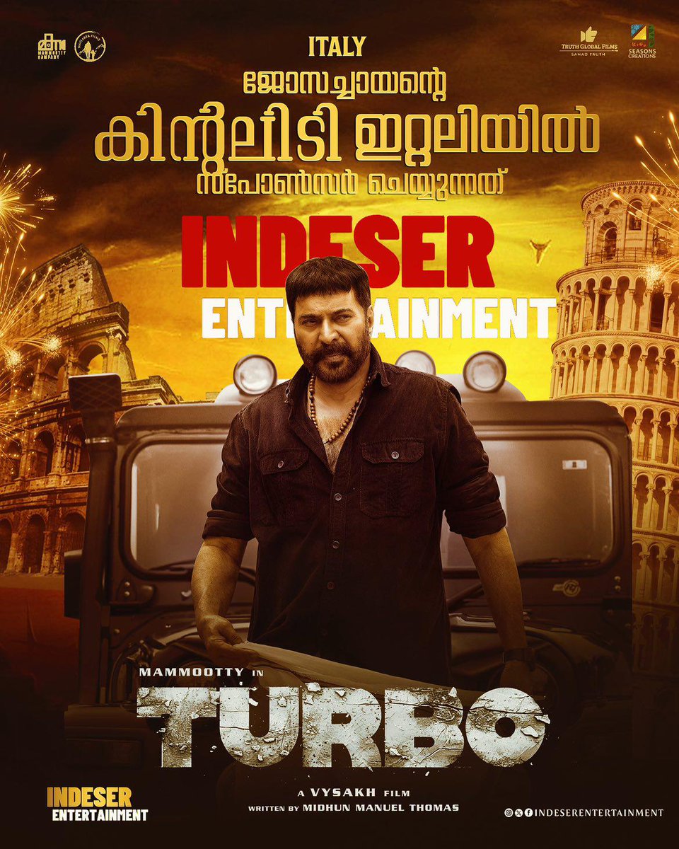 #Turbo Italy release via @indeser_films 🙌 #Mammootty @mammukka