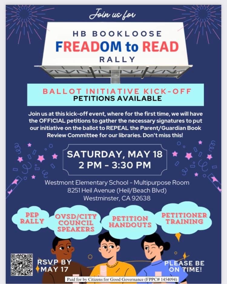 RSVP by May 17! Let’s repeal the partisan review board that would pre-approve books prior to purchase and restrict access to current books. Their decisions would be final and unappealable. This is unprecedented for a U.S. public library.