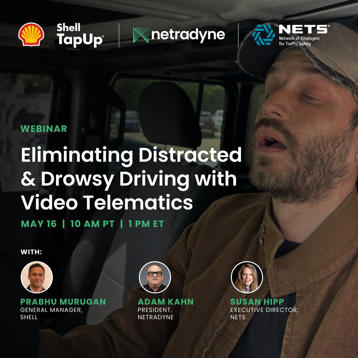 There’s still time to register! Join <a href="/Netradyne/">Netradyne</a>  and NETS for this May 16 free webinar: Eliminating Distracted and Drowsy Driving with Video Telematics. Registration: go.netradyne.com/l/906402/2024-…
