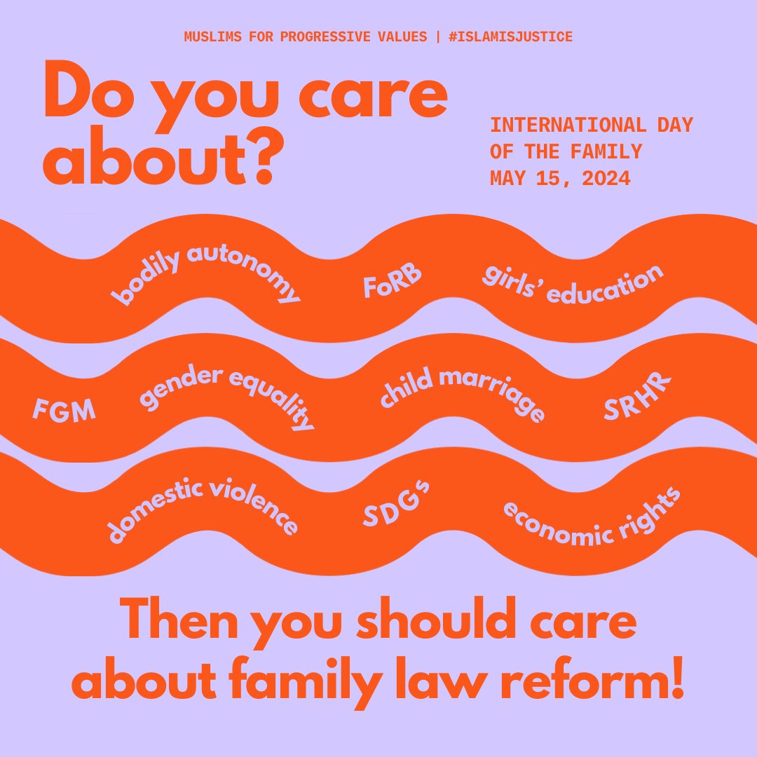 Today is #InternationalDayof Families! One of the most important issues that impacts families is family law, which disproportionately discriminate against women & girls, denying them equality in the family, therefore denying all the chance of an equal society

#FreeOurFamilyLaws