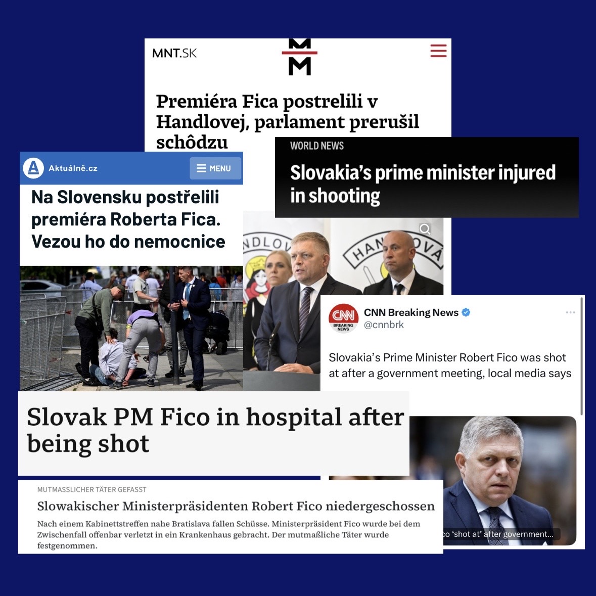 Zprávy o střelbě na slovenského premiéra Roberta Fica zaplnily titulky v médiích po celém světě. Ficův koaliční partner a předseda Slovenské národní strany Andrej Danko dal postřelení premiéra za vinu novinářům.