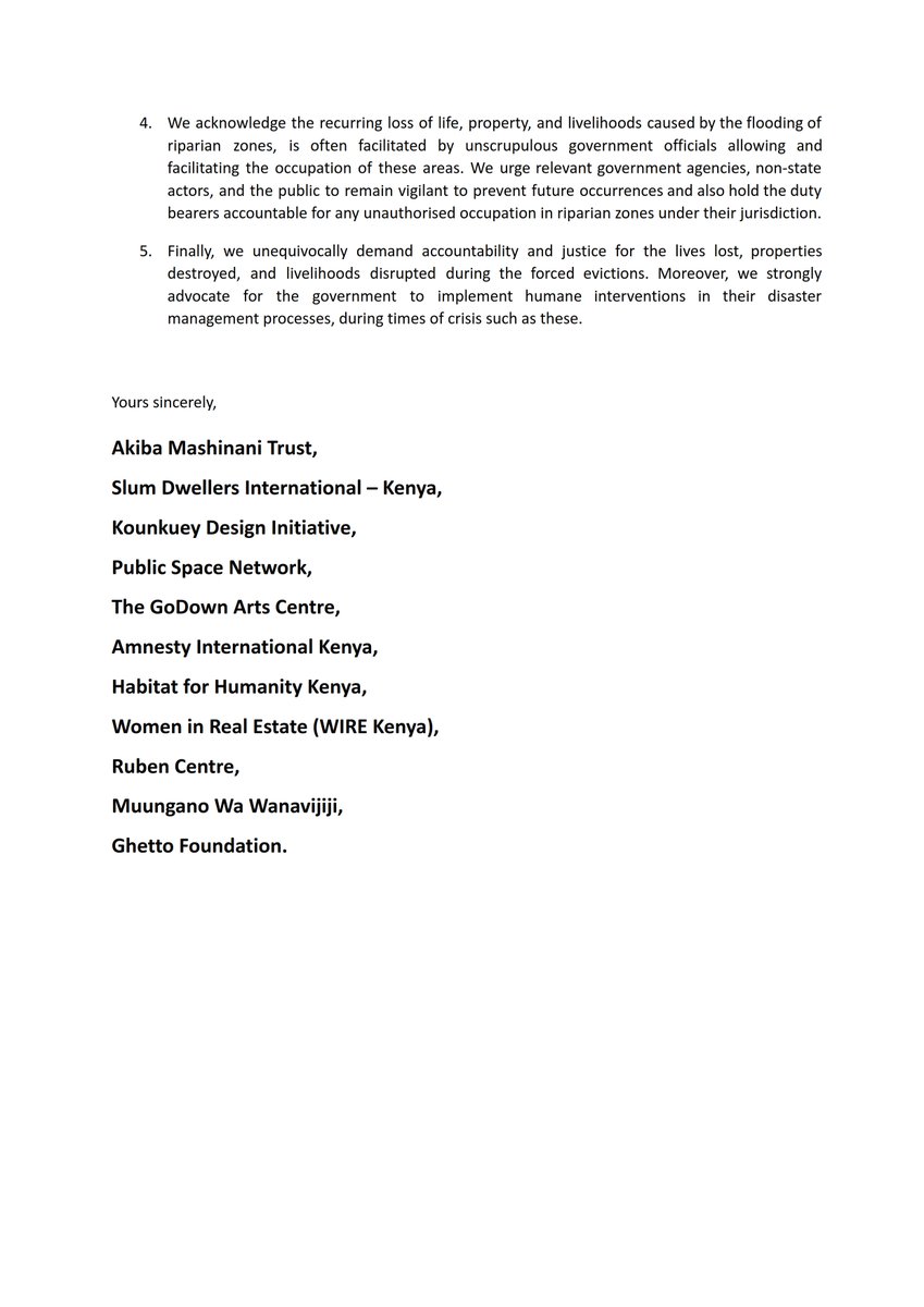 Over the years, the GoDown has built valuable networks with communities in Nairobi. Some of whom have been affected by the ongoing evictions after the floods. Together with partner organizations, we stand with the victims & call for an inclusive, humane plan around this process.