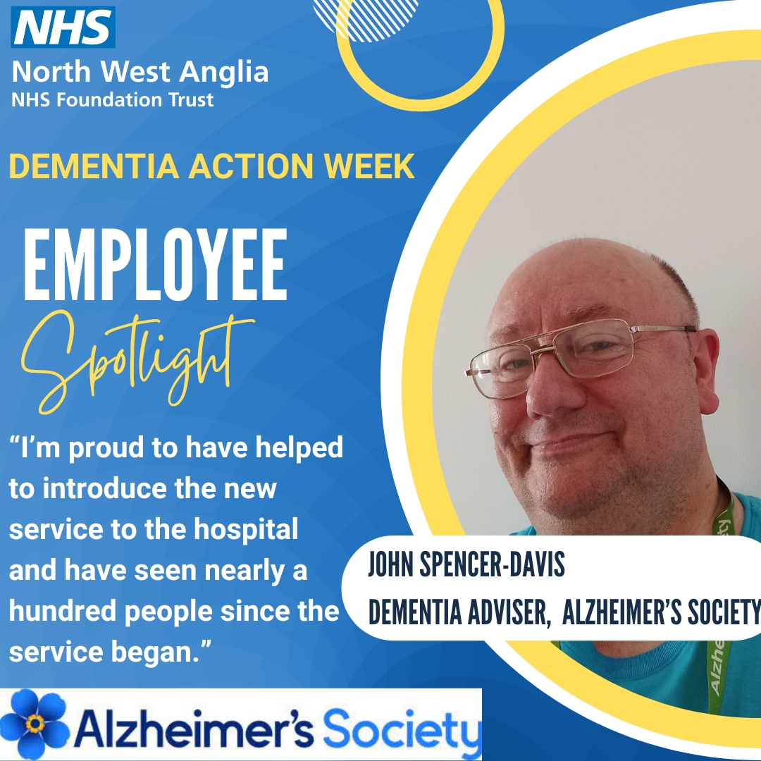 John is a Dementia Adviser for Hinchingbrooke's Dementia Support Service: 'I most enjoy assisting service users and carers to access services that really help.' 💙 Thank you John, we really appreciate your contributions! 👏 #DementiaAwarenessWeek #TeamNWAngliaFT