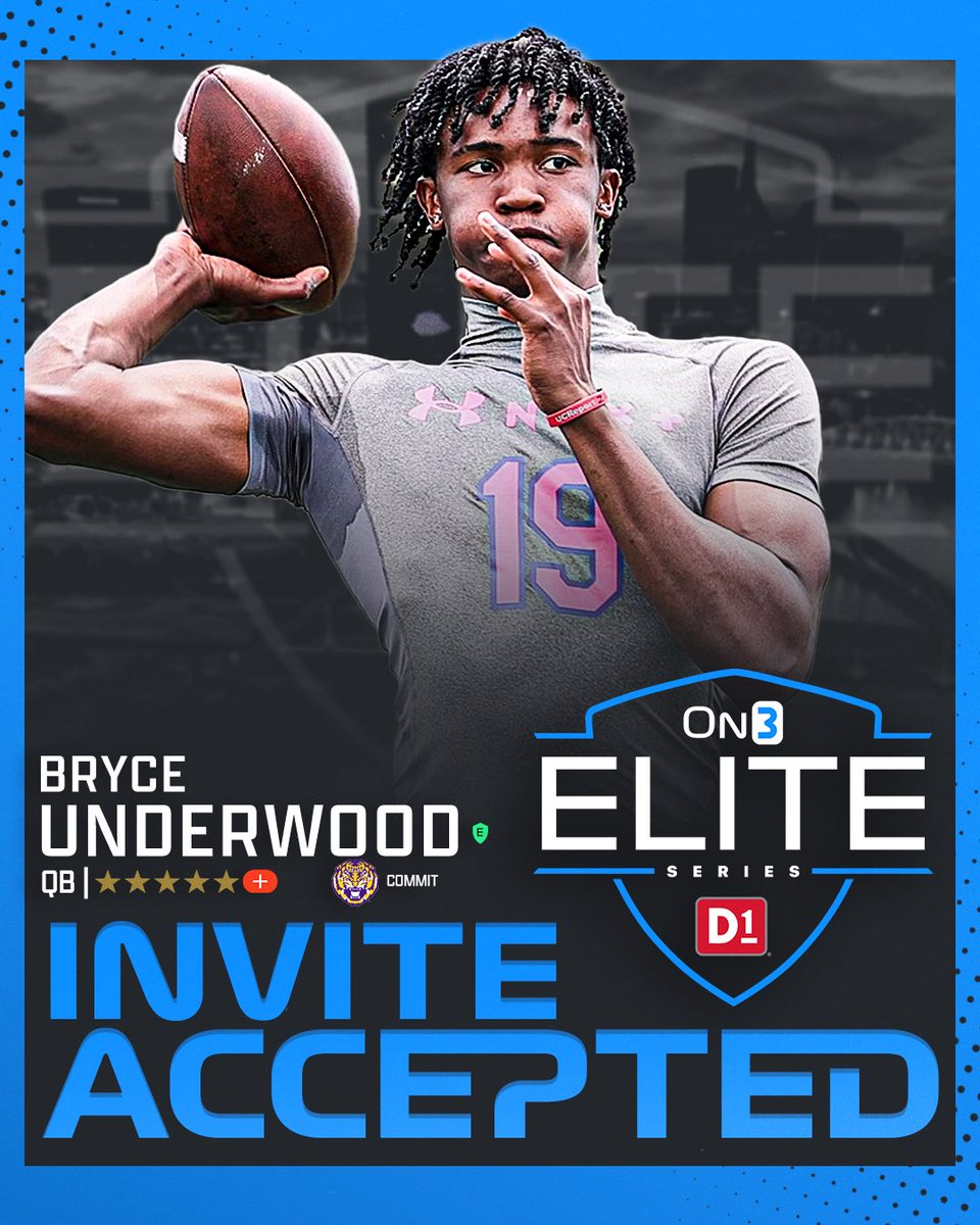 The No. 1 recruit in the class of 2025, Five-Star Plus+ QB and LSU commit @BryceUnderwoo16 is LOCKED in for the On3 Elite Series🔒 See you in Nashville😎 on3.com/os/news/2024-o…