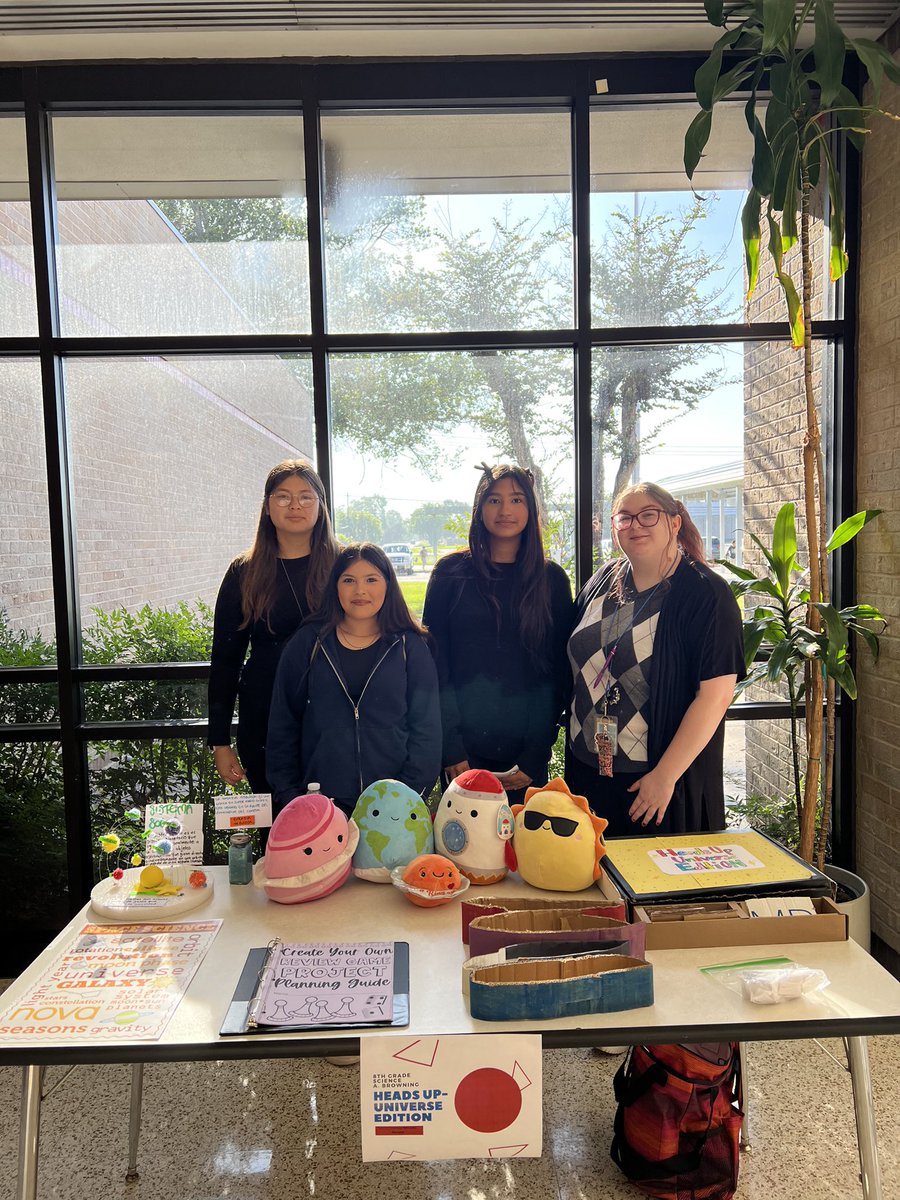 So proud of these students and their hard work! All four of them (one not pictured) have dedicated so much time, creativity and energy towards making this STEM Showcase project come to life! Great job my kiddos 🪐❤️ #STEMshowcase #Theuniverse #UniverseHeadsUP