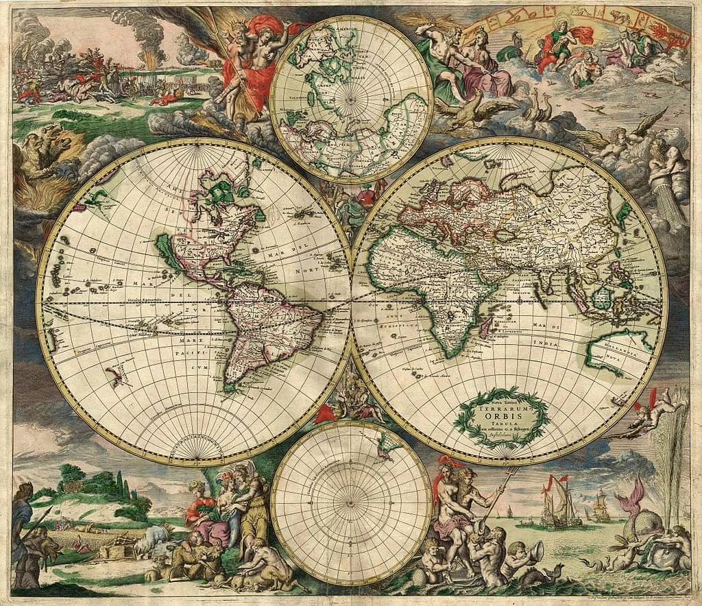 In 1689, a mapmaker named Gerard van Schagen drew a detailed map of the world in Amsterdam. It shows what people knew about the world’s lands and seas back then