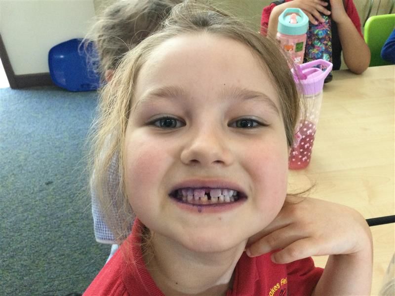 This afternoon, Year 2 have been exploring the importance of dental hygiene using discolouring tablets to identify plaque on our teeth. We even got coach Jade to check hers too 🦷