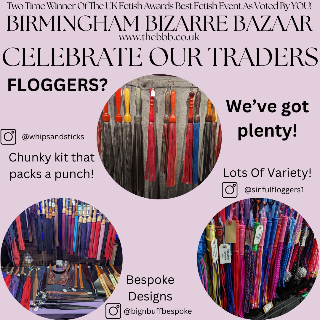 BBBAltFetBazaar's tweet photo. Join us in celebrating a few wonderful traders you can find at the BBB!
Today's choices are-
@bignbuff
@sinfulfloggers1
@whipsandsticks
#trader #spotlight #ourtraders #learnabouttheproducts #askadvice #tradersupport https://t.co/suLGDVEpL8