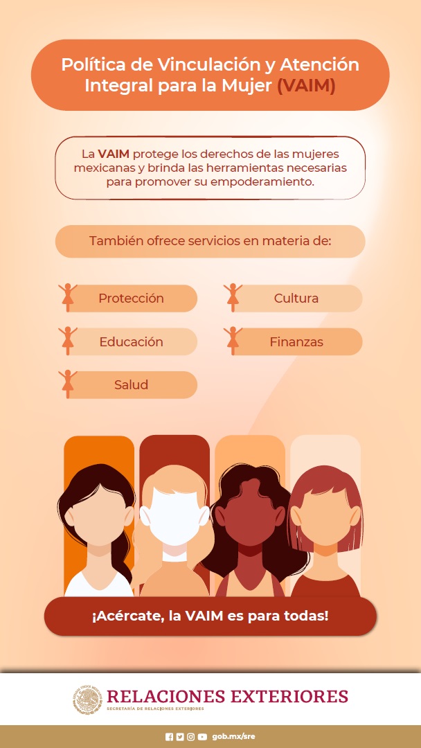 Con la Política de Vinculación y Atención Integral para la Mujer #VAIM, brindamos herramientas necesarias para promover el empoderamiento de las niñas y mujeres mexicanas. ♀️🇲🇽

¡Recuerda que @EmbaMexBra es una #ZonaSegura para todas y todos!

👇Conoce más:
