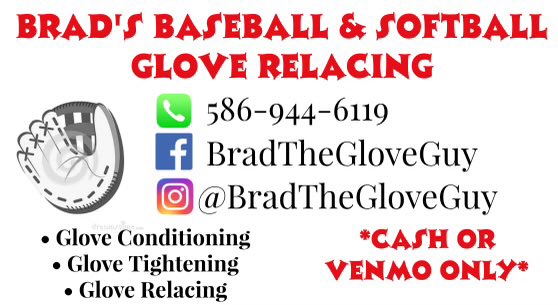 Glove getting worn down? Give Brad a call! Did excellent work for many of our players.