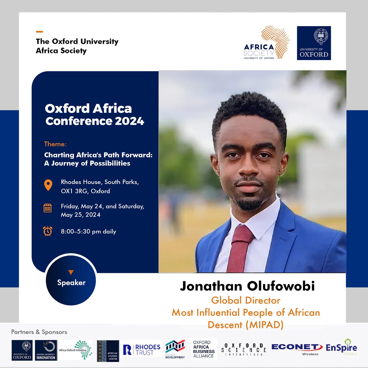 Oxford Africa Conference 2024 - Charting Africa's Path Forward: A Journey of Possibilities Our Global Director, Jonathan Olufowobi will be gracing the event as an esteemed panelists. Date: May 24th - 25th @oxfordafrica Register: oxforduniversityafricasociety.com/oxford-africa-…