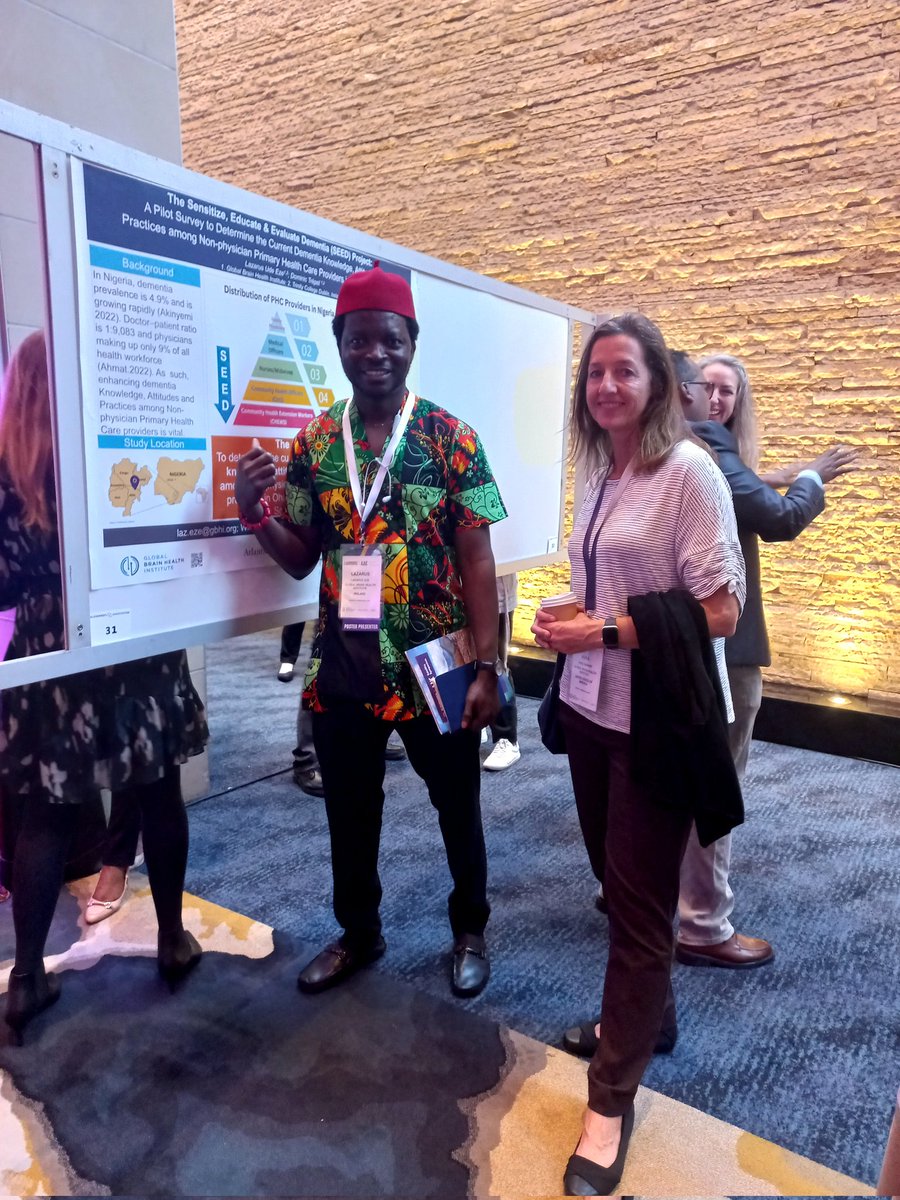 Thanks to the amazing professionals who stopped by to learn more about #TheSEEDproject as I presented my poster at the #AAICSatellite today. The feedbacks were all positive, and I can't wait to take next steps. My appreciation to @DominicTrepel @GBHI_Fellows @alzassociation!