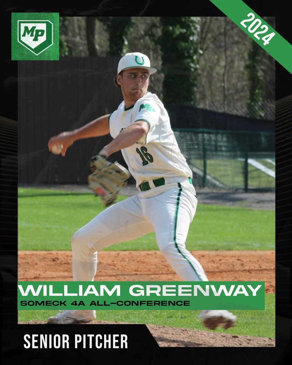 Congrats to senior William Greenway for being named SoMeck All-Conference! 🐎🐎⚾️⚾️💪💪