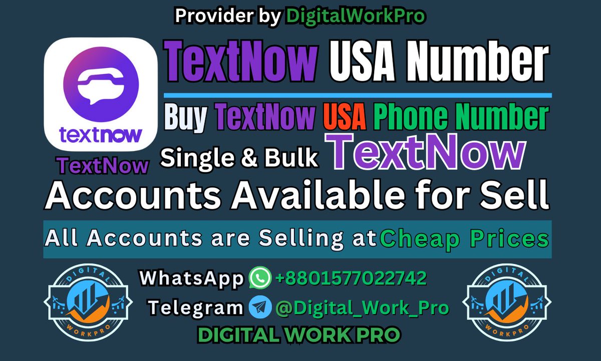 DigitalWorkPro's tweet photo. TextNow
Do you want TextNow accounts?
Bulk Messaging any OTPย
I will sell bulk TextNow, Google Voice, Talkatone GV and other Accounts need to contact Telegram https://t.co/BcgOZIpbsI
#textnow #talkatone #googlevoice #gv #usanumber #usa #china #taiwan #thailand #cambodia https://t.co/fiNBbWXoz6