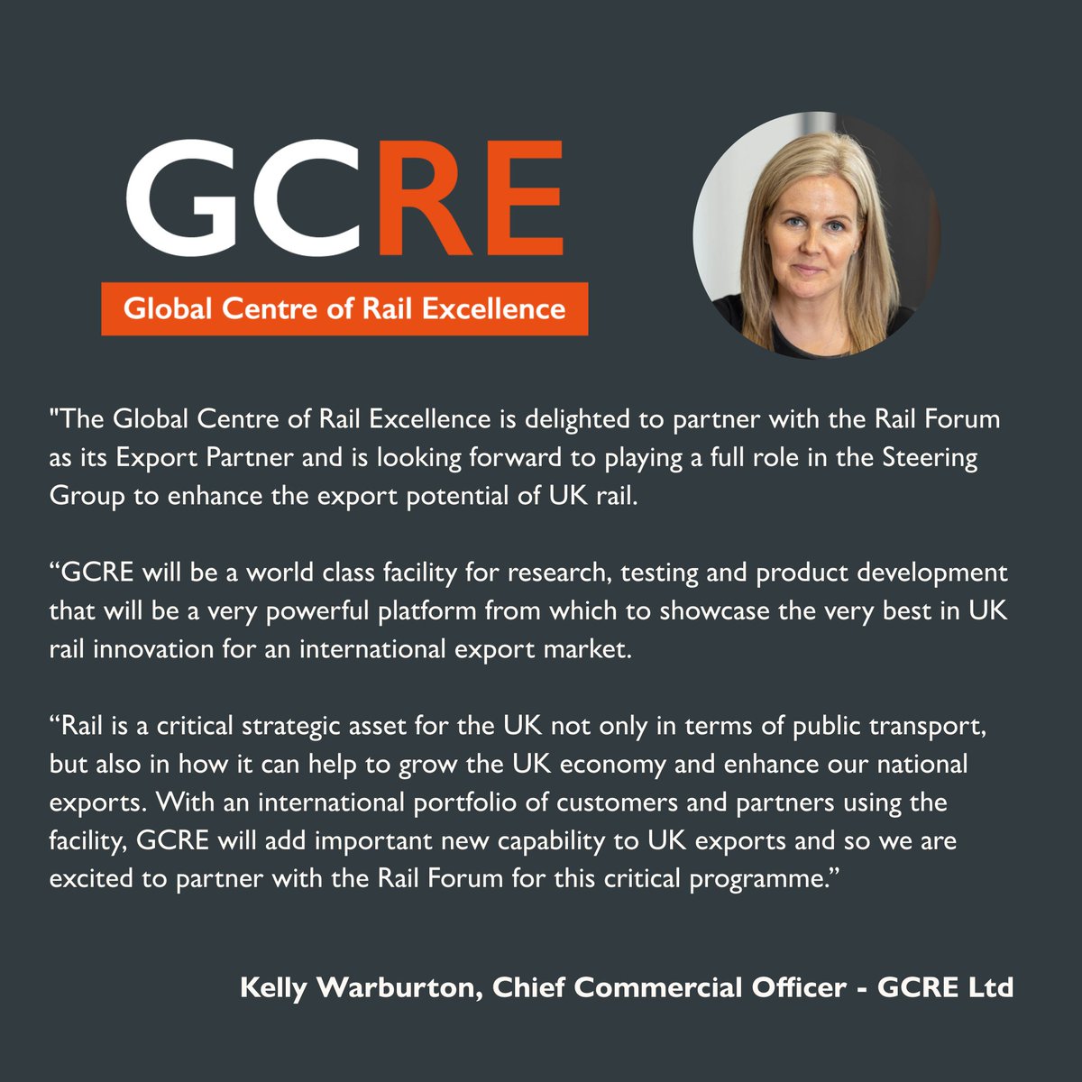 @GCREinnovation is delighted to become the @railforum_uk Export Partner for 2024-2025 and join their Export Steering Group. Find out more here: railforum.uk/2024/05/rail-f… #GCRE