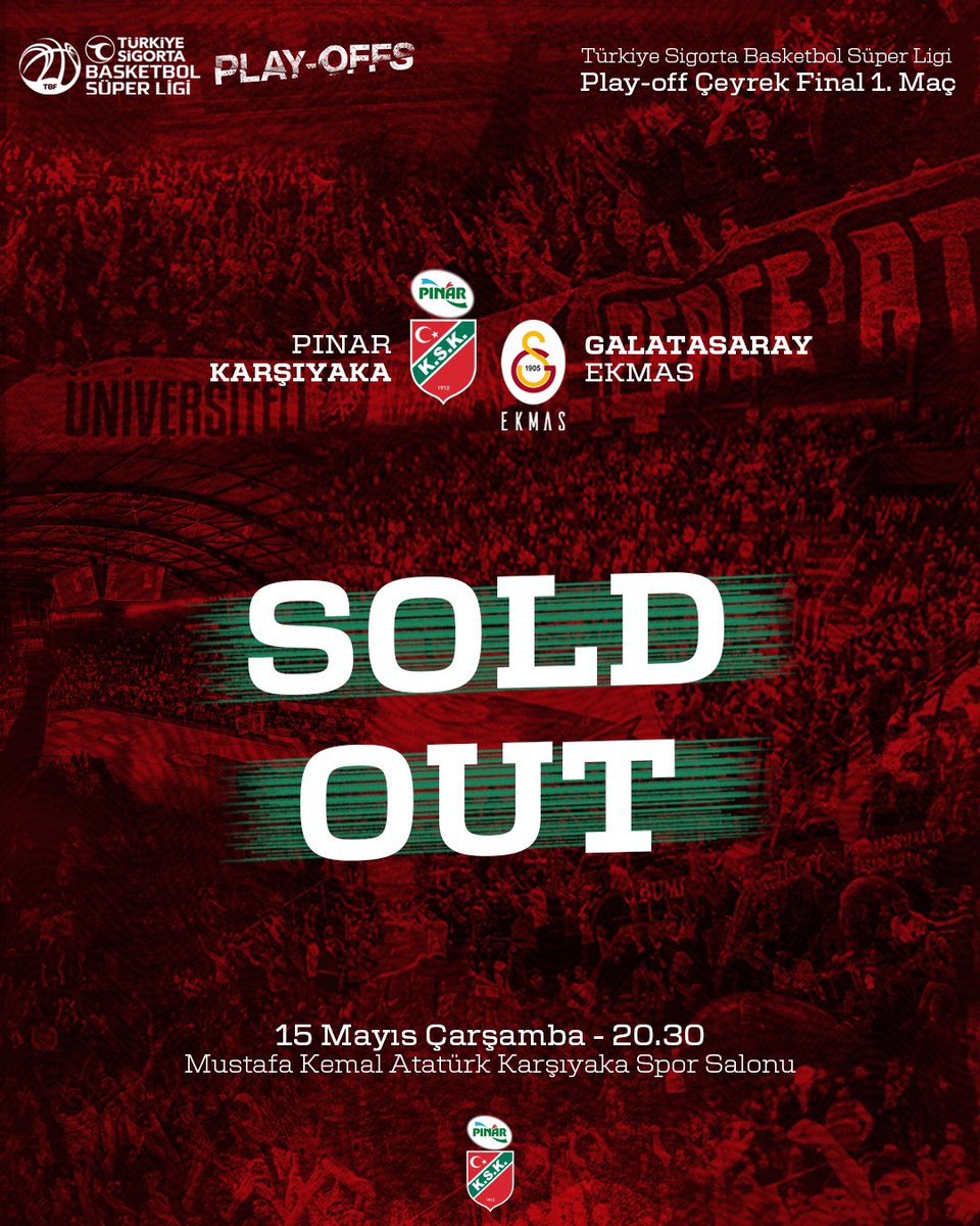 Bu akşam Galatasaray Ekmas ile oynayacağımız maçın biletleri tükenmiştir. Taraftarımızın yoğun ilgisine teşekkür ederiz. 💚❤️