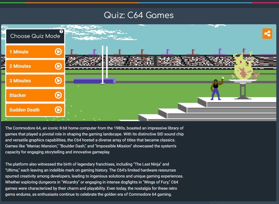 If you enjoy a 'Guess the Old Game from the Screenshot' quiz (who doesn't?) check out this excellent website. There are quizzes for C64, Spectrum, Amiga, ST fans & more at exquizitely.com/quiz/C64-Games