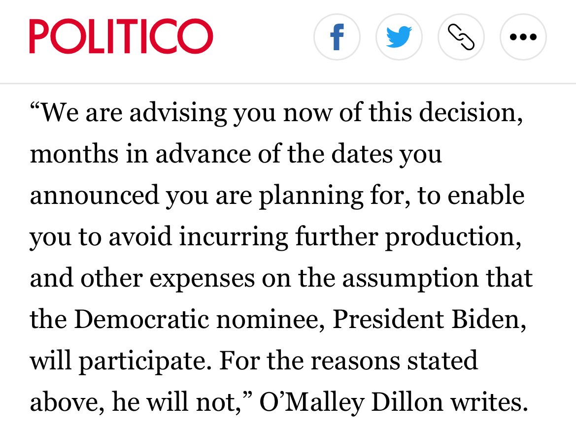 Do people understand what Biden just did?

He is ditching the debates held by the bipartisan debate commission and creating his own so that he can remove RFK Jr, who qualifies under the traditional bipartisan rules.

This is literally the opposite of Democracy.