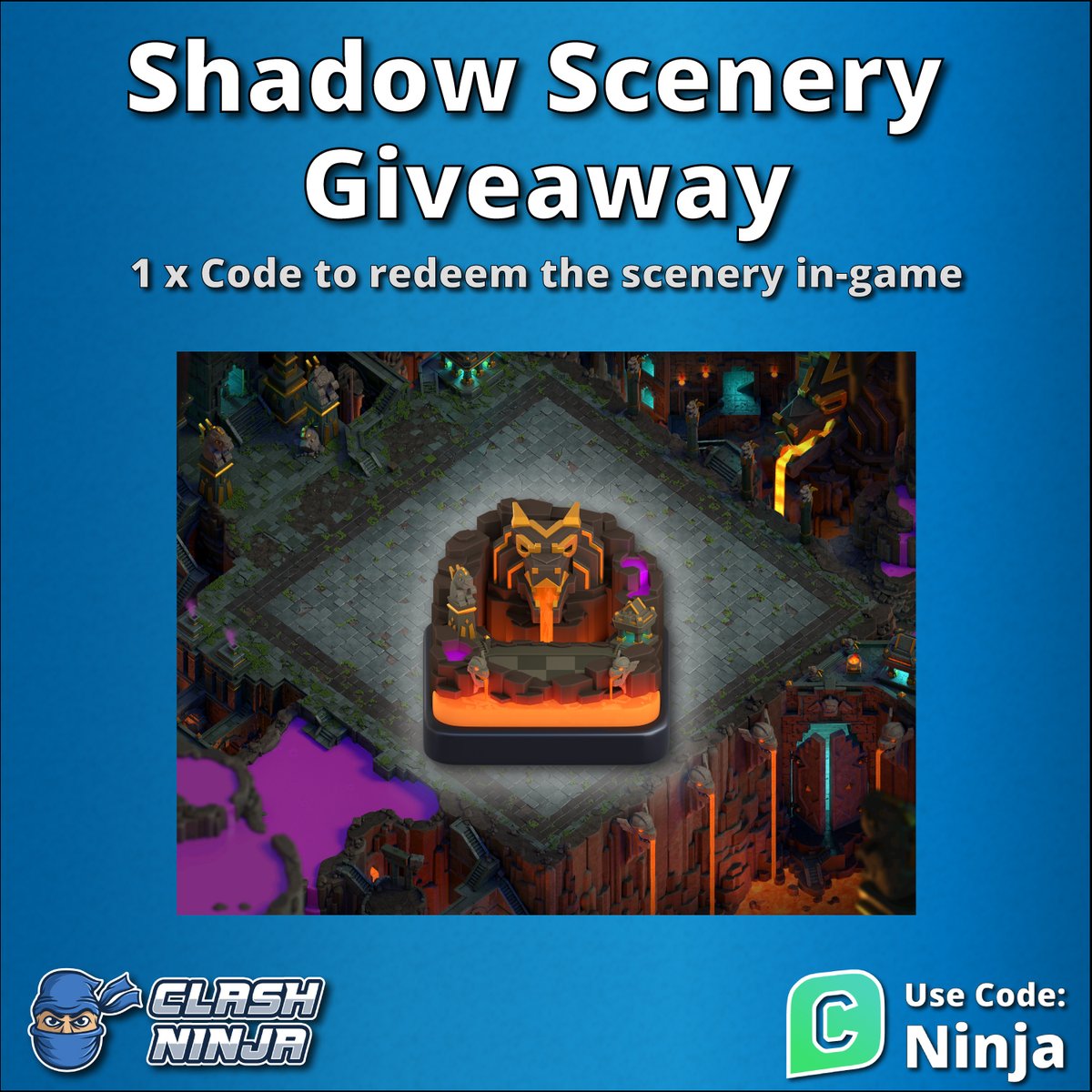 Shadow Scenery Giveaway!

1 x Shadow Scenery code

This time I'll pick 2 winners, each receiving 1 code each.

To Enter:
✅Follow @ClashDotNinja
✅Retweet this tweet

Optional:
Subscribe to youtube.com/c/clashninja

Winner announced after 12:00 UTC 17th May 2024

#ClashofClans…