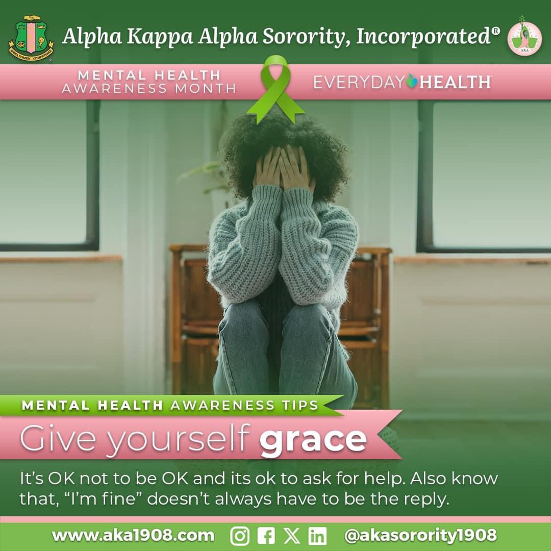 TRO_AKA's tweet photo. Here’s a midweek reminder to give yourself some grace! It’s okay to give yourself permission to rest, to seek support and to prioritize your mental well-being. Remember: self-care is not selfish.💗💚#AKAEmpowerOurFamilies #SoaringWithAKA #AKA1908 https://t.co/ld0D50iV8z