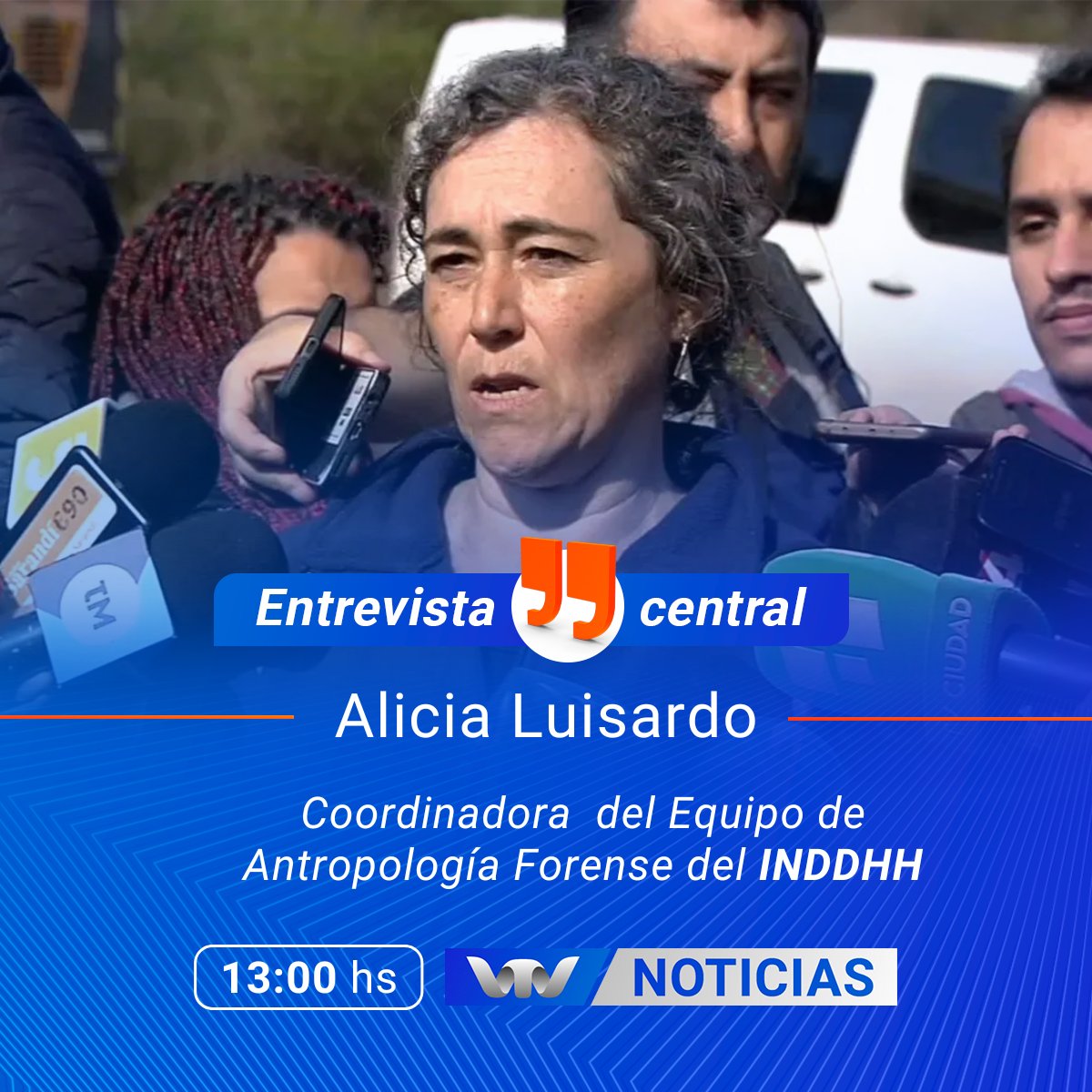 #Entrevista  

🗣️ A partir de las 13 hs. en #VTVNoticias, recibimos a la coordinadora del Equipo de Antropología Forense del @inddhhuy, Alicia Luisardo.