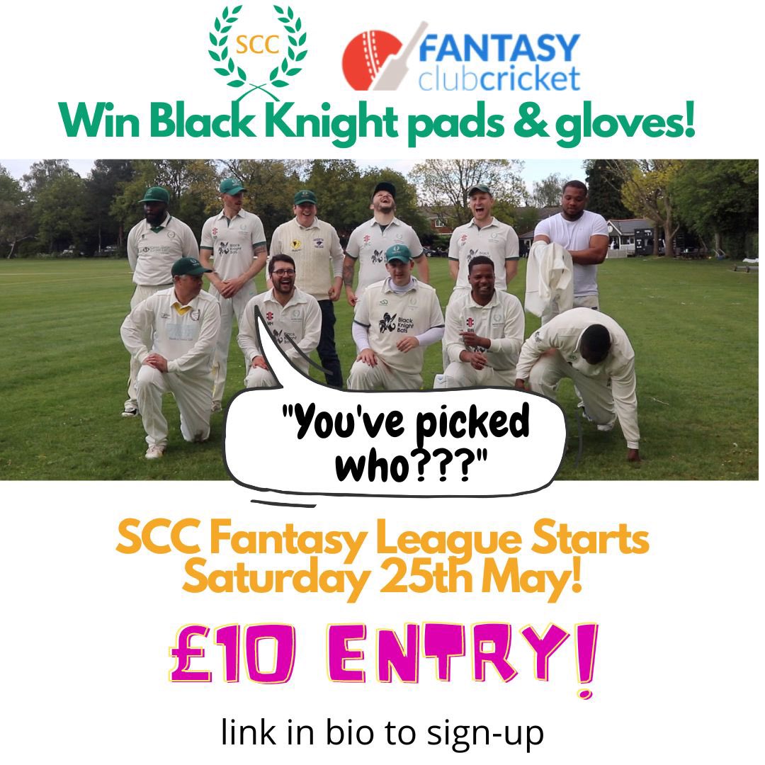 Sanderstead CC (@sandersteadcc) on Twitter photo Fantasy Cricket is back at Sanderstead CC. <a href="/BlackKnightBats/">Black Knight Bats</a> pads and gloves and other prizes. First matches 25th May. £10 entry.
Sign-up: sanderstead.fantasyclubcricket.co.uk
Entry fee: ko-fi.com/sandersteadcctv Fantasy Cricket is back at Sanderstead CC. <a href="/BlackKnightBats/">Black Knight Bats</a> pads and gloves and other prizes. First matches 25th May. £10 entry.
Sign-up: sanderstead.fantasyclubcricket.co.uk
Entry fee: ko-fi.com/sandersteadcctv