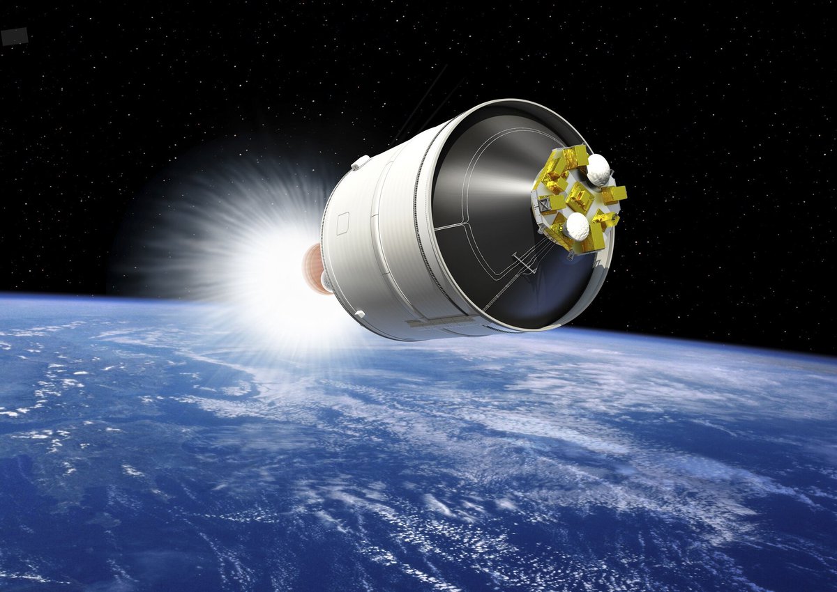 The Ariane 6 upper stage can be stopped and restarted so a final ignition can deorbit the upper stage to burn up in Earth's atmosphere, or reorbit it into a graveyard orbit, out of the way of potential collision with operational satellites or space debris.