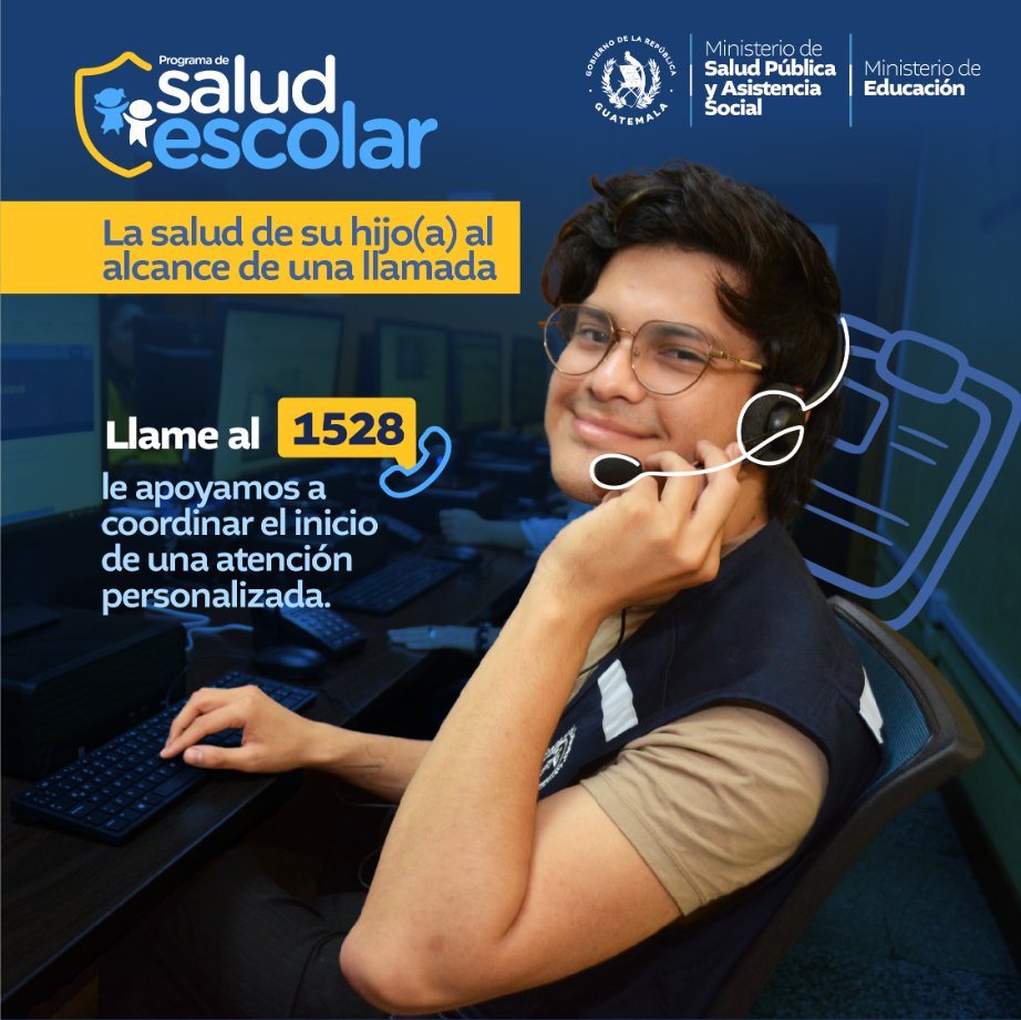 ¡El Programa de Salud Escolar está aquí para ti! Si eres estudiante de educación pública, llama al 1528 y accede a atención médica sin costo. 📚📞

¡Tu salud es nuestra misión!
¡Con educación y salud, #GuatemalaSaleAdelante!