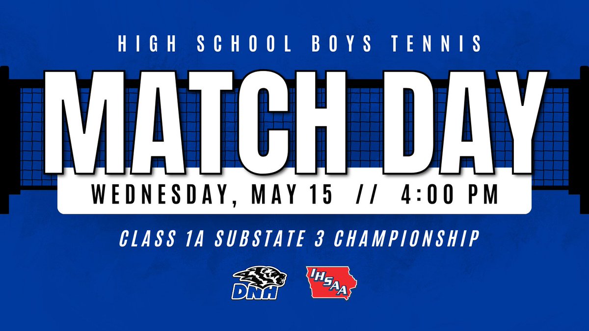 🎾 Match Day for AP/DNH Boys Tennis 🎾
🔵 Class 1A Substate 3 Championship
🆚 Decorah
🕓 4:00pm
📍 Luther College - Decorah
➡️ No admission
#rollblue #GrowingTogether