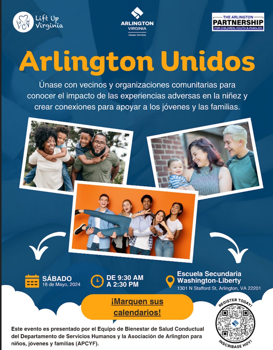Arlington Partnership for Children, Youth and Families is hosting an event Sat. May 18th at W-L High school aimed at identifying and intervening to create a healthier, safer community for children and families. Lunch is provided. Free with registration eventbrite.com/e/arlington-un…