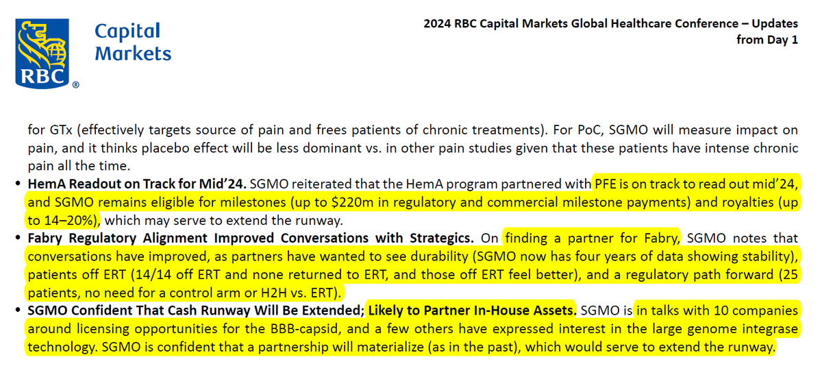 BiotechAnalysst's tweet photo. RBC $SGMO notes that #many #companies are interested in the
capsid and are seeking licensing opportunities
#ZFNs look #better than #CRIPSR nucleases

in talks with 10 companies
around BBB-capsid

and a few others have expressed interest in large genome integrase technology #MINT https://t.co/KO5NSQ0Kp6