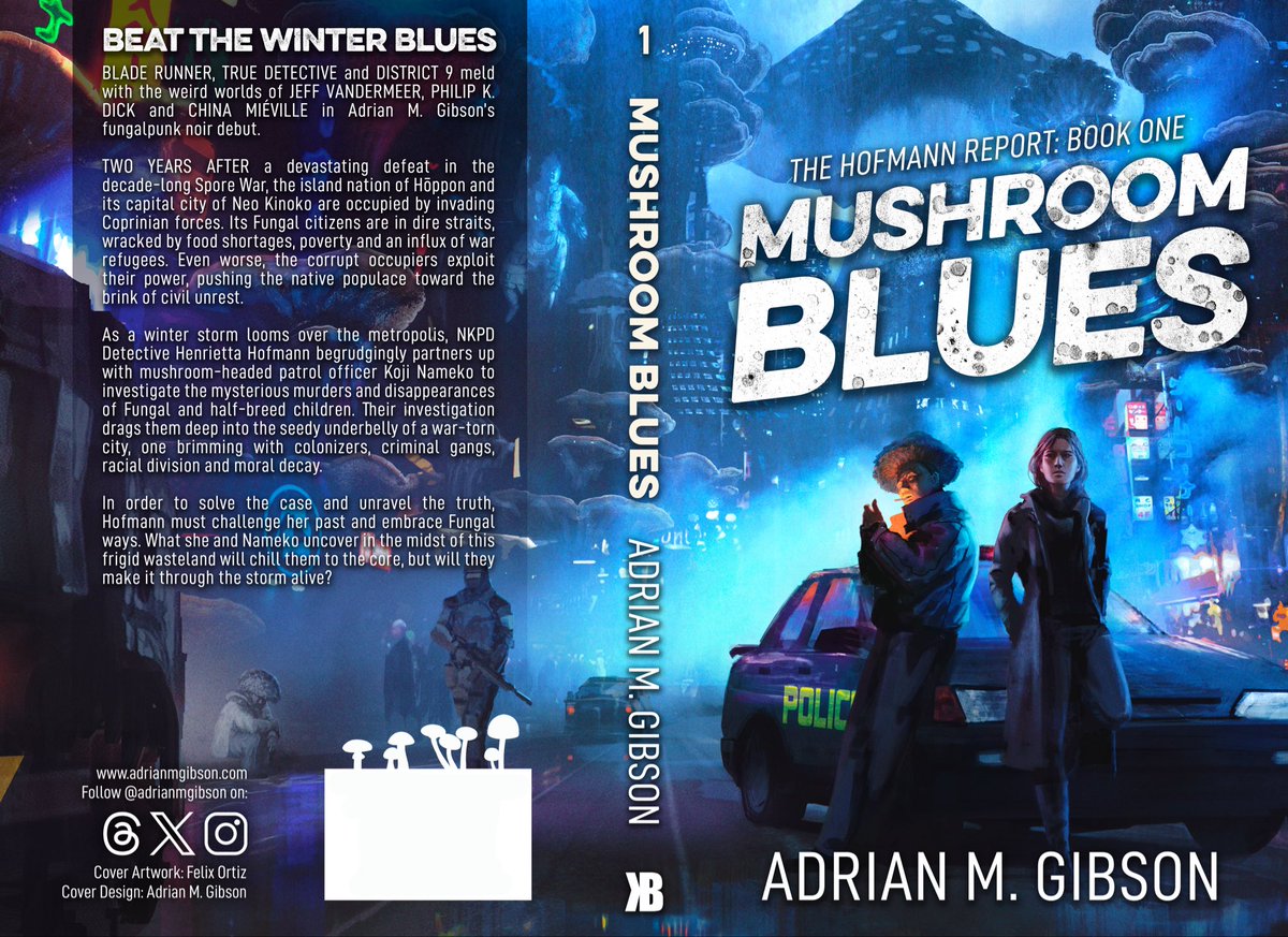 Mushroom Blues by @adrianmgibson is a tightly written trip through the criminal underbelly of a pulpy cyberpunk inspired city. Themes of colonialism, trauma and addiction deepen the central narrative as the plot races feverishly to its powerfully psychedelic climax.