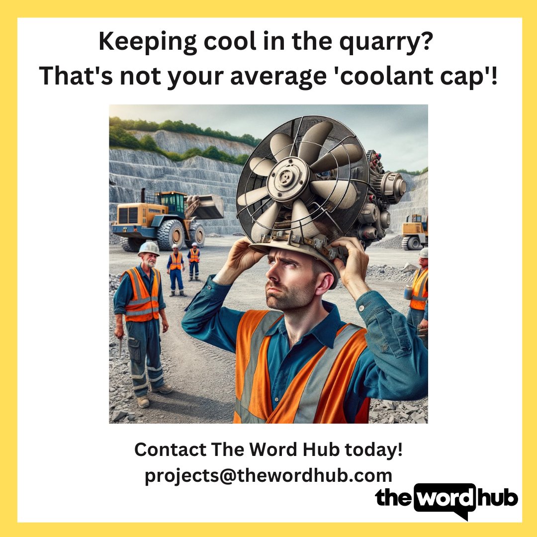 Spotting someone chilling with this 'coolant cap' in a #quarry might give you pause! It’s not about keeping drinks cold or heads cool.  🧊🧢

Our #expertise in industry #terminology ensures clarity, keeping your #translated content as calm, cool, and collected as ever. 🪭